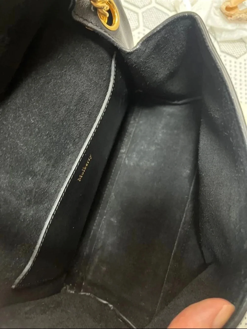 Mulberry Black Leather Satchel with Gold Chain and Turn-Lock
